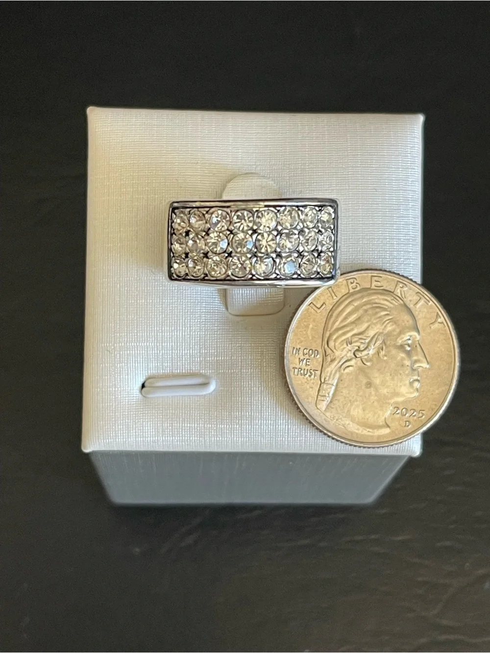 Guess Crystal Pave Silver-Tone Women's Ring